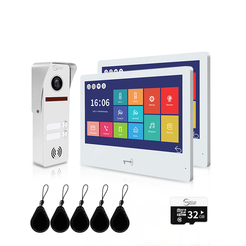 Anjielo Smart Wireless WiFi Anjielo Video Doorbell Intercom System - High Definition 1080p Cameras with Touch Screen Monitors for Apartments