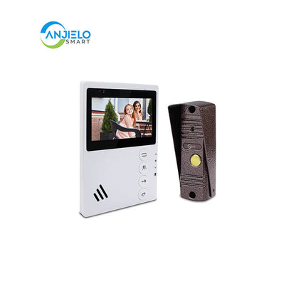 Anjielo 4.3 Inch Monitor Wired Door Phone Metal Doorbell Video Intercom System for Home Apartment Waterproof Night Vision