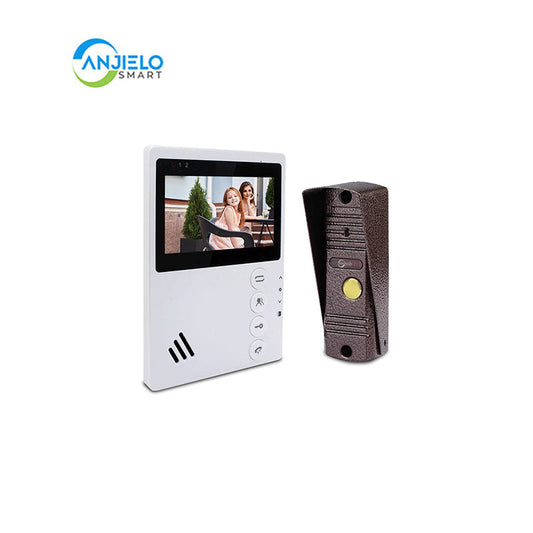 Anjielo 4.3 Inch Monitor Wired Door Phone Metal Doorbell Video Intercom System for Home Apartment Waterproof Night Vision