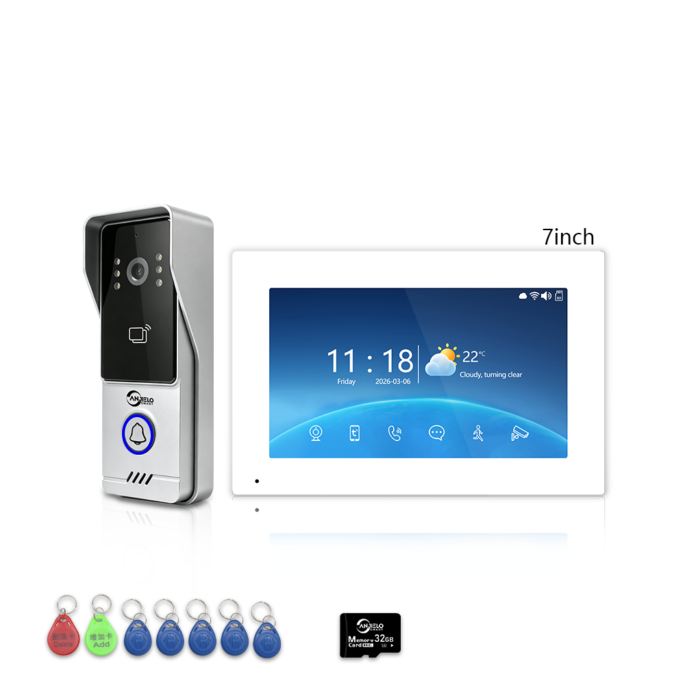 Wired 4‑Wire Smart Video Doorbell Intercom System | 1080P Infrared Night Vision IP65 Waterproof Tuya WiFi Video Door Phone with Touch Screen Monitor Motion Detection 3‑Way Unlock for Home Security