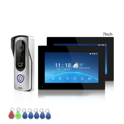 ANJIELO SMART 4-Wire Tuya Video Intercom System, 1080P Wired Villa Door Phone, Motion Detection, IR Night Vision, Multi Indoor Monitor Intercom, RFID Card + APP Remote Unlock