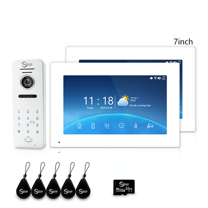 4-Wire Tuya Smart Video Intercom System, 10 Inch Touch Screen Indoor Monitor, Wired Doorbell Camera with Keypad, Two-Way Audio, PIR Motion Detection, Remote Unlock, Night Vision for Home Villa Security