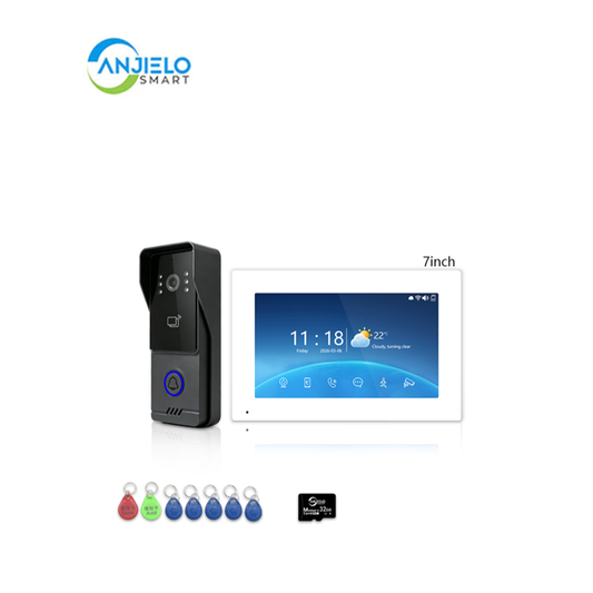 Anjielo 4-Wire Tuya Smart Video Intercom System, 7/10 Inch Touch Indoor Monitor, 1080P IP65 Waterproof Doorbell, Motion Detection, IR Night Vision, 3 Ways Unlock, 2-Way Audio for Villa Home Security