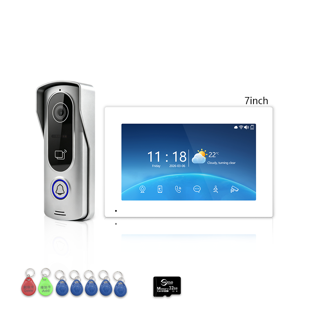 4 Wire Tuya Smart Video Intercom System | 1080P Wired Video Doorbell with Indoor Touch Monitor, RFID Card Unlock, Motion Detection, Night Vision, 2-Way Audio, Remote Unlock for Home Security