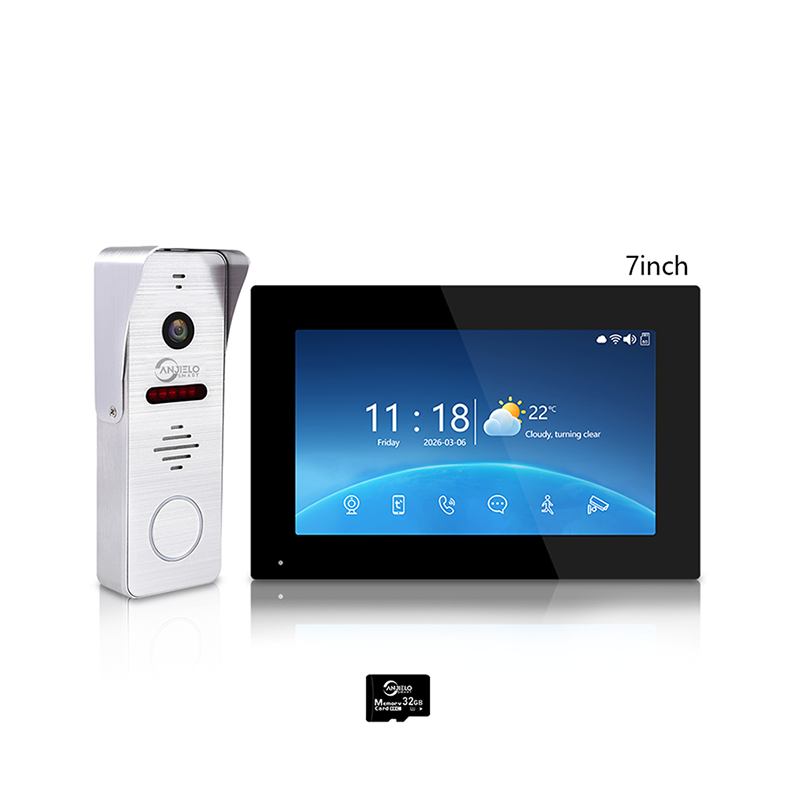 ANJIELO 4-Wire Video Intercom System – 7"/10" Indoor Monitor, Night Vision, Motion Detection, Two-Way Audio, Tuya/Smart Life App, IP65 Weatherproof Door Station with Rain Cover