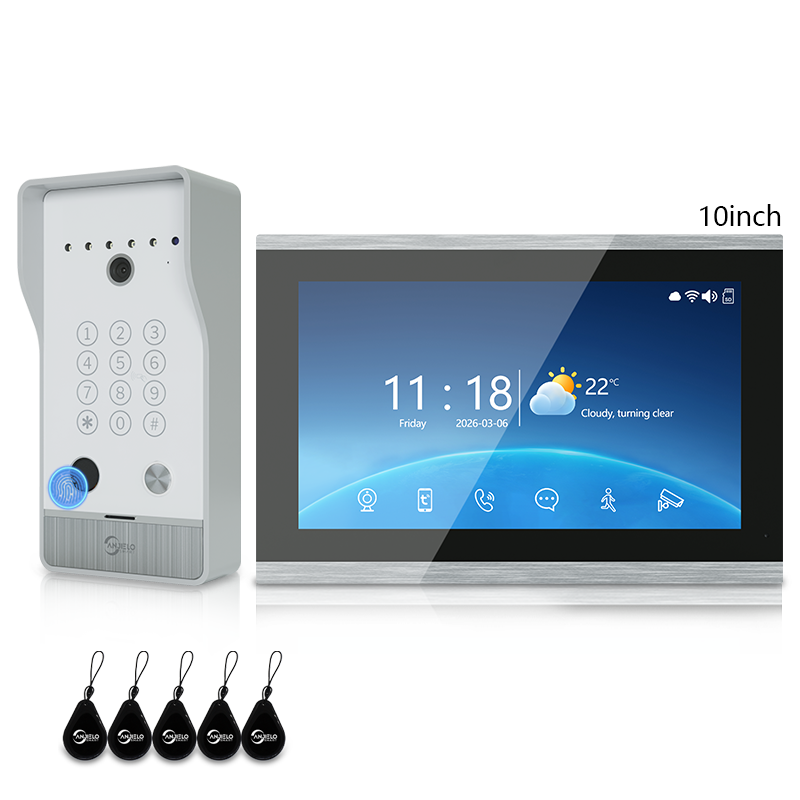 Anjielo 7/10 Inch 4-Line Video Intercom System Five-in-One Unlocking Tuya APP Remote Control