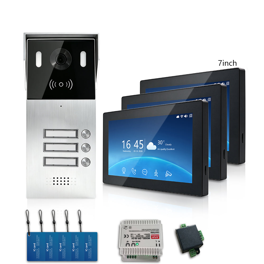 ANJIELO 2-Wire Multi-Tenant Tuya Smart Video Intercom System | Multi-Apartment Video Door Phone, Remote App Unlock, Waterproof Outdoor Station, 7/10 inch Indoor Touch Monitor