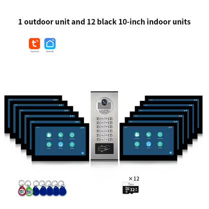 Anjielo Smart Home 1080P Tuya Building Smart Video Doorphone for Multi-Apartment Metal Doorbell Video Intercom System AHD 7inch Monitor