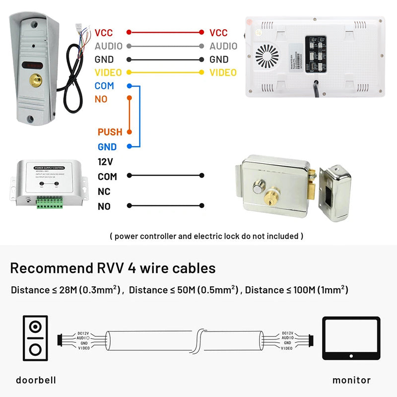 Anjielo Smart Home 2025 New in Series 7 Inch Video Intercom System Outdoor Metal Doorbell Waterproof Cold Resistan Video Door Phone for Home Night Vision Lock Unlock
