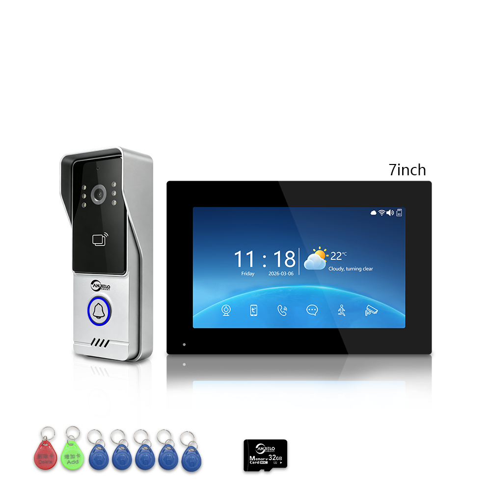 Wired 4‑Wire Smart Video Doorbell Intercom System | 1080P Infrared Night Vision IP65 Waterproof Tuya WiFi Video Door Phone with Touch Screen Monitor Motion Detection 3‑Way Unlock for Home Security
