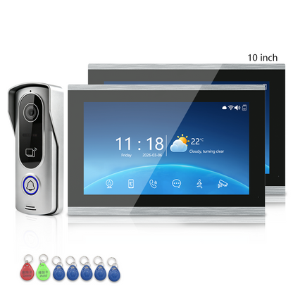 ANJIELO SMART 4-Wire Tuya Video Intercom System, 1080P Wired Villa Door Phone, Motion Detection, IR Night Vision, Multi Indoor Monitor Intercom, RFID Card + APP Remote Unlock