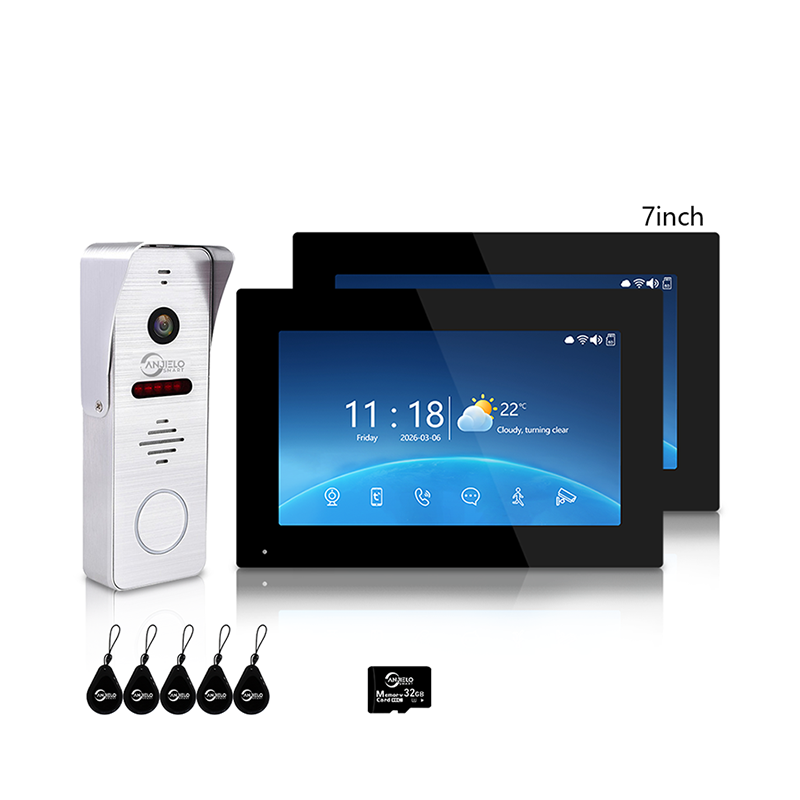 ANJIELO 4-Wire Video Intercom System – 7"/10" Indoor Monitor, Night Vision, Motion Detection, Two-Way Audio, Tuya/Smart Life App, IP65 Weatherproof Door Station with Rain Cover