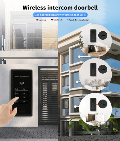Anjielo Smart Home Wireless Video Intercom System for Building Wireless Unlocking Up to 500 Meters Strong Penetration Supports Multiple Users