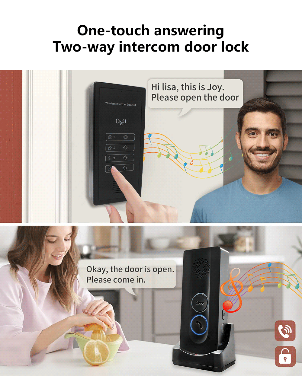 Anjielo Smart Home Wireless Video Intercom System for Building Wireless Unlocking Up to 500 Meters Strong Penetration Supports Multiple Users