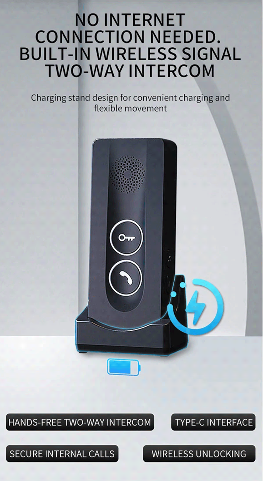 Anjielo Smart Home Wireless Video Intercom System for Building Wireless Unlocking Up to 500 Meters Strong Penetration Supports Multiple Users