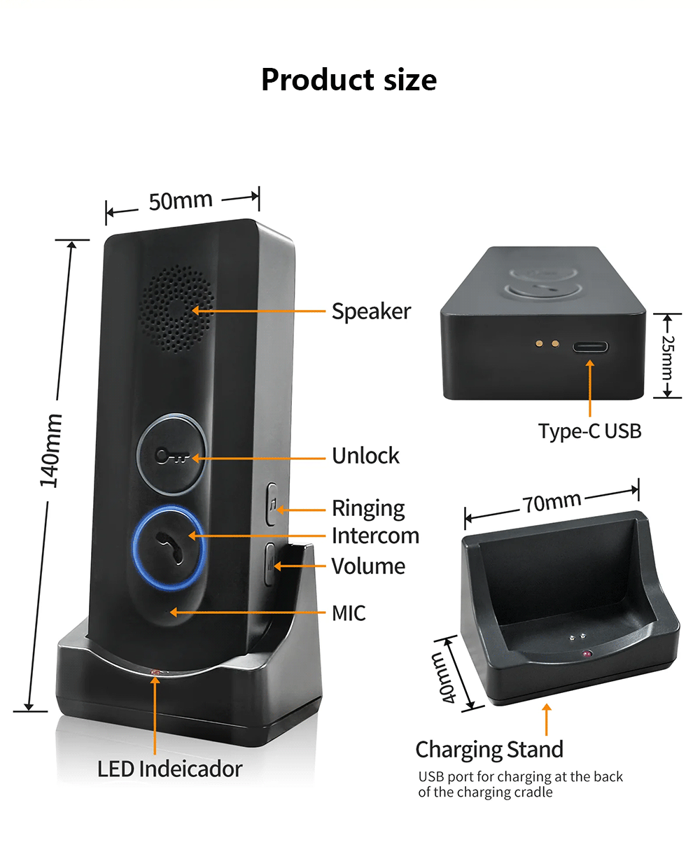Anjielo Smart Home Wireless Video Intercom System for Building Wireless Unlocking Up to 500 Meters Strong Penetration Supports Multiple Users