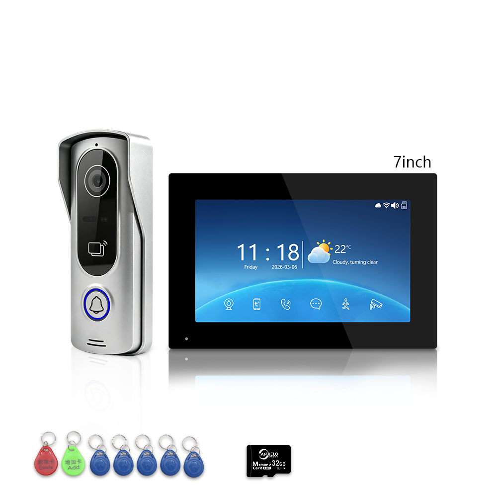4 Wire Tuya Smart Video Intercom System | 1080P Wired Video Doorbell with Indoor Touch Monitor, RFID Card Unlock, Motion Detection, Night Vision, 2-Way Audio, Remote Unlock for Home Security