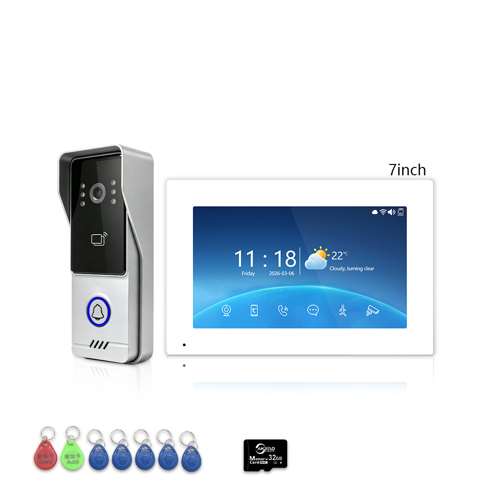 Anjielo 4-Wire Tuya Smart Video Intercom System, 7/10 Inch Touch Indoor Monitor, 1080P IP65 Waterproof Doorbell, Motion Detection, IR Night Vision, 3 Ways Unlock, 2-Way Audio for Villa Home Security