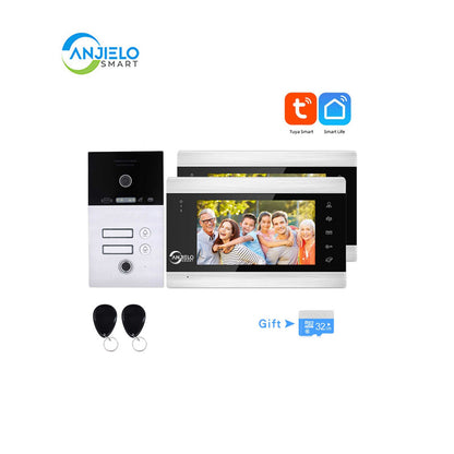 Anjielo Smart Home Tuya Smart 7" WiFi Video Intercom System for Apartments - High Definition 1080p Doorbell Camera