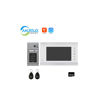 Anjielo Smart Home WIRED Video Intercom System 7 Inches Video Doorbell Door System Kits Support Unlock Monitoring for Villa Home Office Apartment