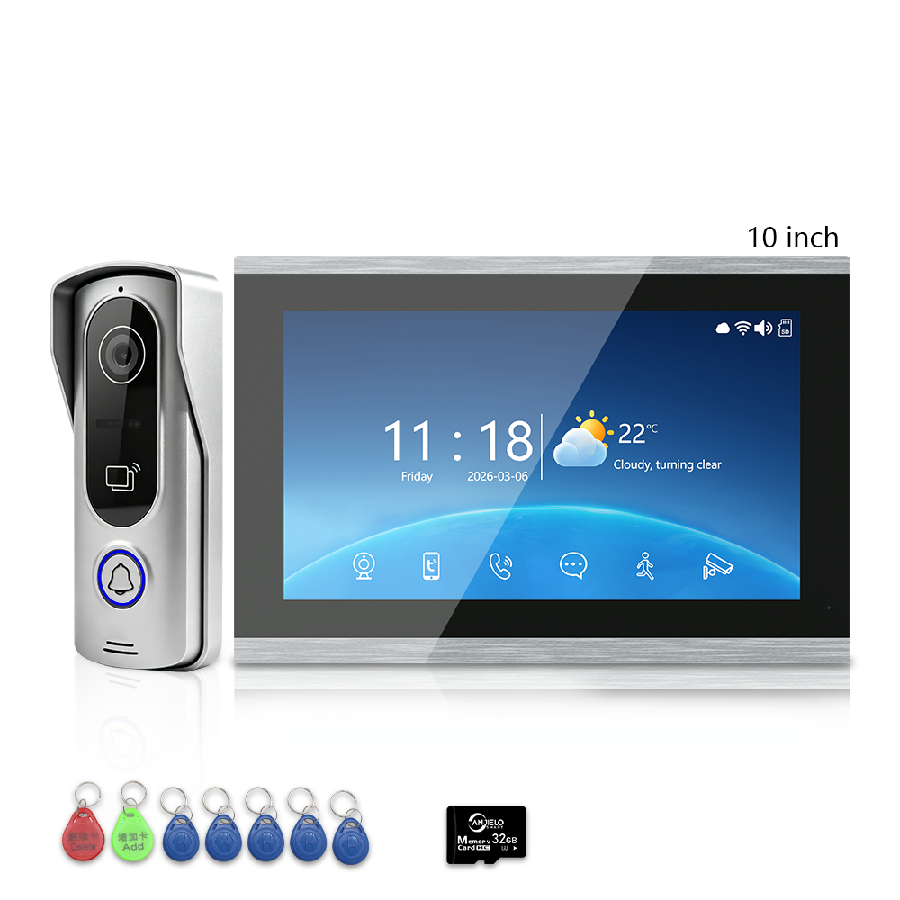 4 Wire Tuya Smart Video Intercom System | 1080P Wired Video Doorbell with Indoor Touch Monitor, RFID Card Unlock, Motion Detection, Night Vision, 2-Way Audio, Remote Unlock for Home Security
