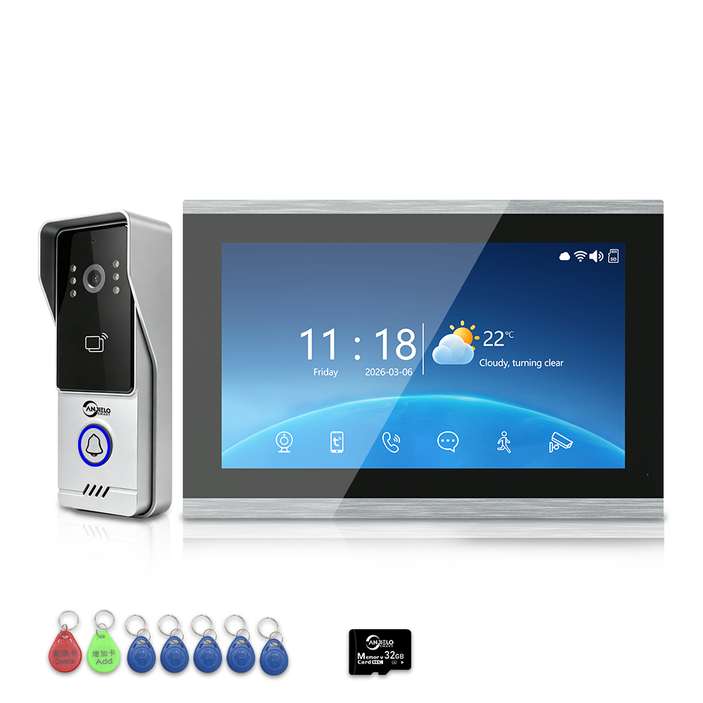 Wired 4‑Wire Smart Video Doorbell Intercom System | 1080P Infrared Night Vision IP65 Waterproof Tuya WiFi Video Door Phone with Touch Screen Monitor Motion Detection 3‑Way Unlock for Home Security