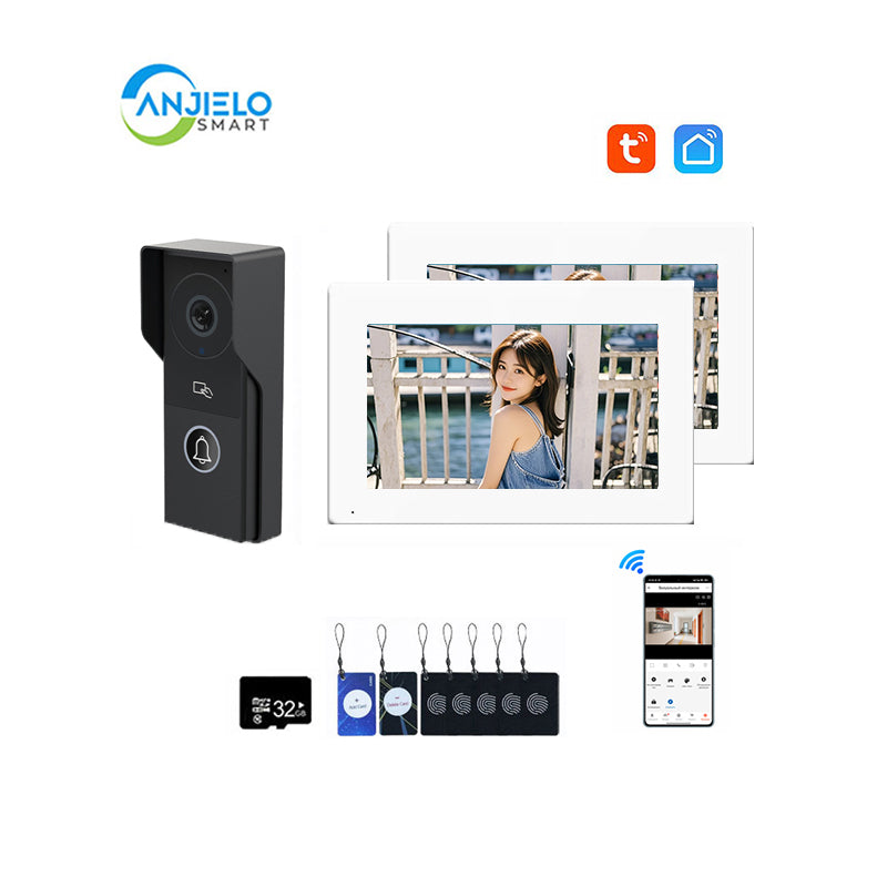 ANJIELO Smart Home Security Intercom System with 1080P 7/10-inch Touch Screen and Waterproof Door Phone, 140° Ultra-wide-angle Monitoring For Home