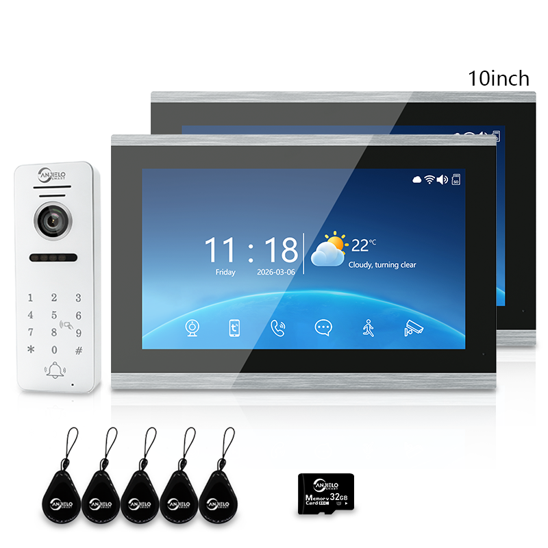 4-Wire Tuya Smart Video Intercom System, 10 Inch Touch Screen Indoor Monitor, Wired Doorbell Camera with Keypad, Two-Way Audio, PIR Motion Detection, Remote Unlock, Night Vision for Home Villa Security