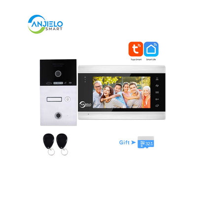 Anjielo Smart Home Tuya Smart 7" WiFi Video Intercom System for Apartments - High Definition 1080p Doorbell Camera