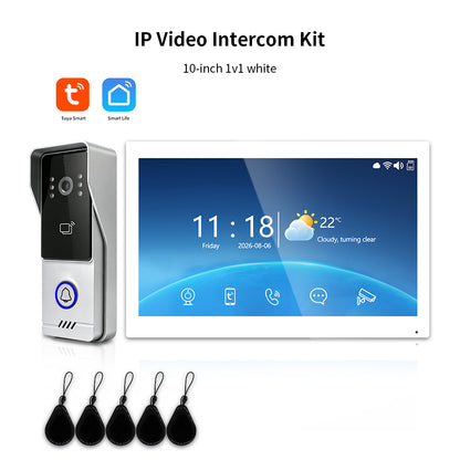Tuya Smart IP Video Intercom System | 7/10 Inch Touch Monitor, 1080P Wired Doorbell Camera, RFID Card, Remote Unlock, Two-Way Audio, Infrared Night Vision for Villa Home Security