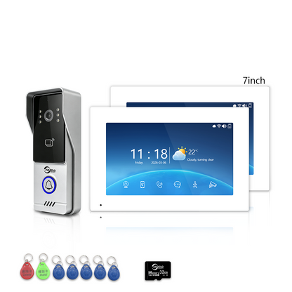 Wired 4‑Wire Smart Video Doorbell Intercom System | 1080P Infrared Night Vision IP65 Waterproof Tuya WiFi Video Door Phone with Touch Screen Monitor Motion Detection 3‑Way Unlock for Home Security