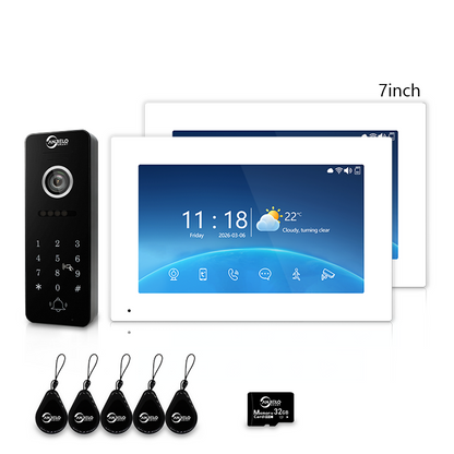 4-Wire Tuya Smart Video Intercom System, 10 Inch Touch Screen Indoor Monitor, Wired Doorbell Camera with Keypad, Two-Way Audio, PIR Motion Detection, Remote Unlock, Night Vision for Home Villa Security