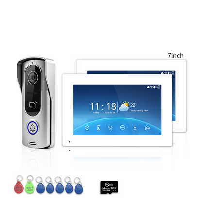 4 Wire Tuya Smart Video Intercom System | 1080P Wired Video Doorbell with Indoor Touch Monitor, RFID Card Unlock, Motion Detection, Night Vision, 2-Way Audio, Remote Unlock for Home Security