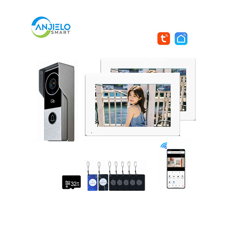 ANJIELO Smart Home Security Intercom System with 1080P 7/10-inch Touch Screen and Waterproof Door Phone, 140° Ultra-wide-angle Monitoring For Home