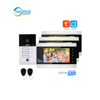 Anjielo Smart Home Tuya Smart 7" WiFi Video Intercom System for Apartments - High Definition 1080p Doorbell Camera
