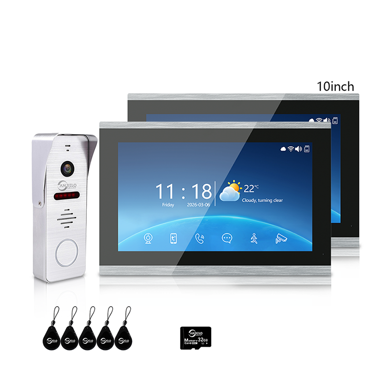 ANJIELO 4-Wire Video Intercom System – 7"/10" Indoor Monitor, Night Vision, Motion Detection, Two-Way Audio, Tuya/Smart Life App, IP65 Weatherproof Door Station with Rain Cover