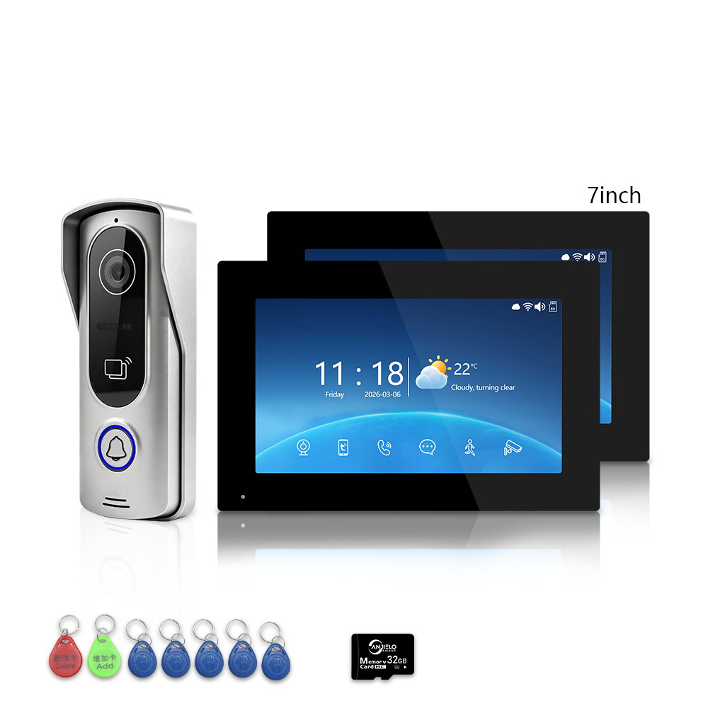 4 Wire Tuya Smart Video Intercom System | 1080P Wired Video Doorbell with Indoor Touch Monitor, RFID Card Unlock, Motion Detection, Night Vision, 2-Way Audio, Remote Unlock for Home Security