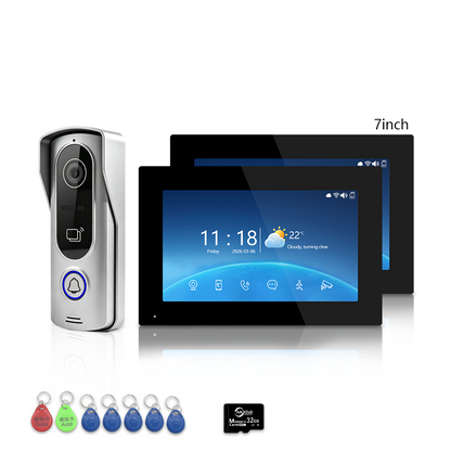 4 Wire Tuya Smart Video Intercom System | 1080P Wired Video Doorbell with Indoor Touch Monitor, RFID Card Unlock, Motion Detection, Night Vision, 2-Way Audio, Remote Unlock for Home Security