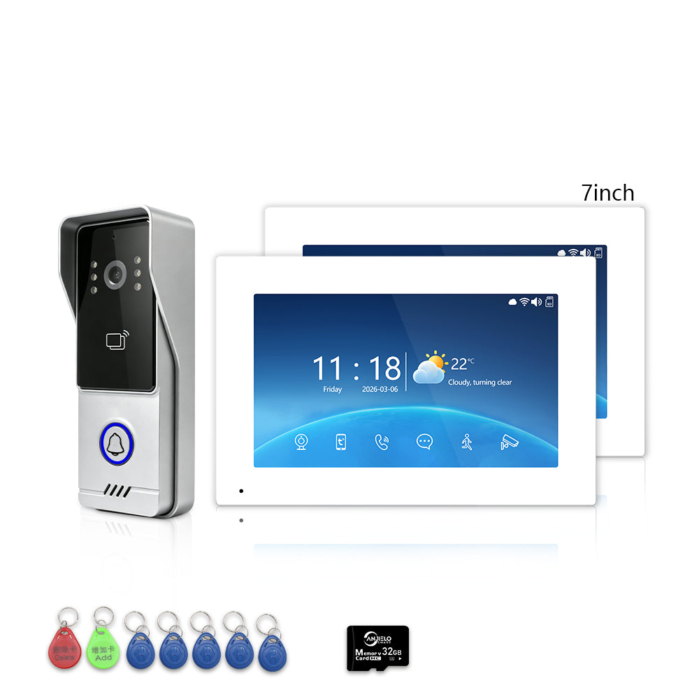 Anjielo 4-Wire Tuya Smart Video Intercom System, 7/10 Inch Touch Indoor Monitor, 1080P IP65 Waterproof Doorbell, Motion Detection, IR Night Vision, 3 Ways Unlock, 2-Way Audio for Villa Home Security