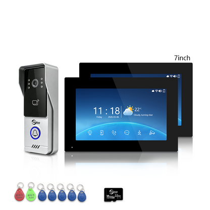 Wired 4‑Wire Smart Video Doorbell Intercom System | 1080P Infrared Night Vision IP65 Waterproof Tuya WiFi Video Door Phone with Touch Screen Monitor Motion Detection 3‑Way Unlock for Home Security