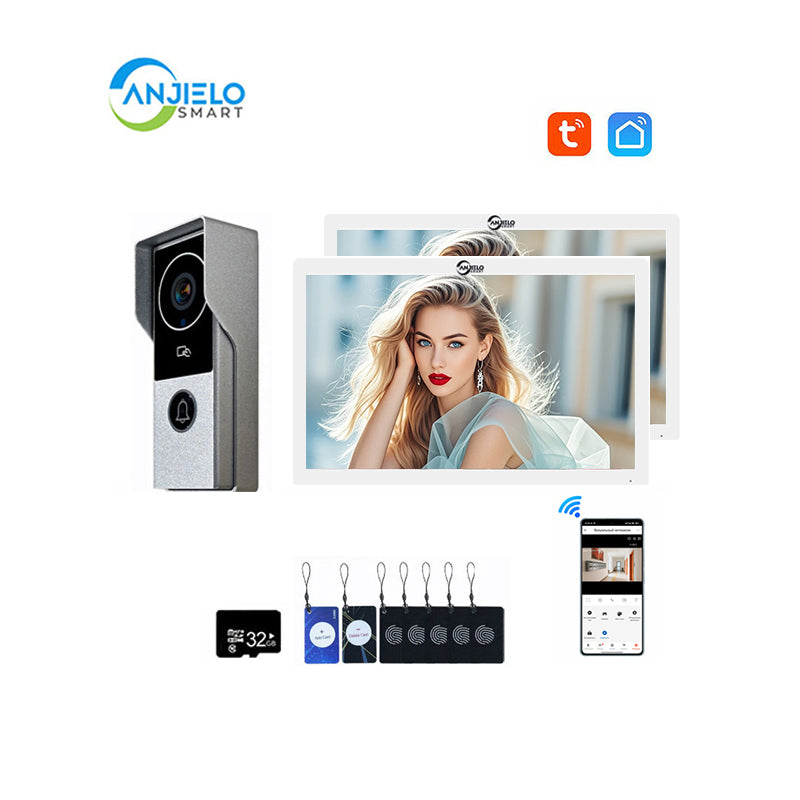 ANJIELO Smart Home Security Intercom System with 1080P 7/10-inch Touch Screen and Waterproof Door Phone, 140° Ultra-wide-angle Monitoring For Home