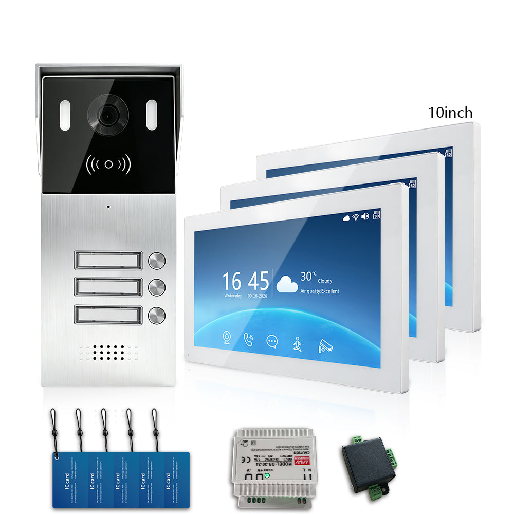 ANJIELO 2-Wire Multi-Tenant Tuya Smart Video Intercom System | Multi-Apartment Video Door Phone, Remote App Unlock, Waterproof Outdoor Station, 7/10 inch Indoor Touch Monitor