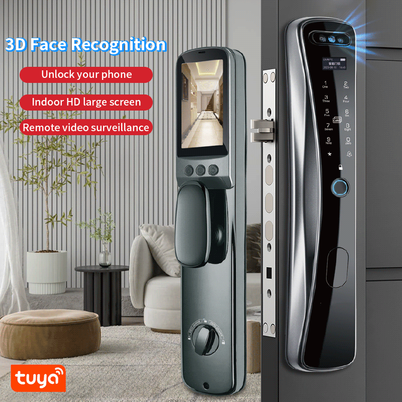 Anjielo Smart Home Tuya App Compatible WiFi Security Door Lock - Face & Fingerprint Recognized Smart Lock System