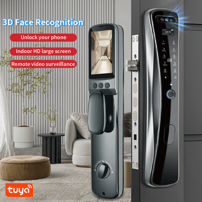 Anjielo Smart Home Tuya App Compatible WiFi Security Door Lock - Face & Fingerprint Recognized Smart Lock System