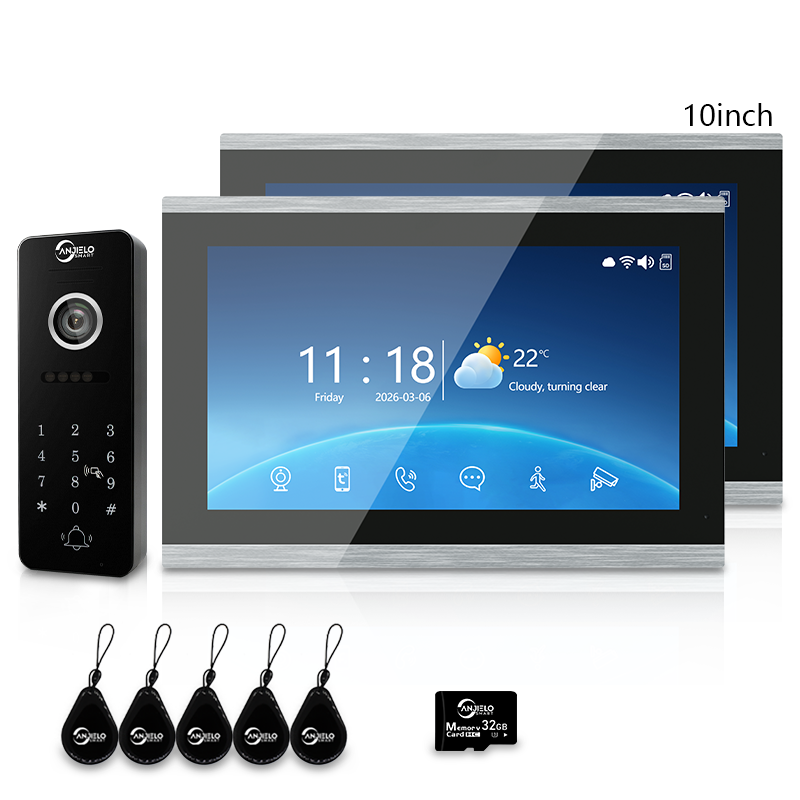 4-Wire Tuya Smart Video Intercom System, 10 Inch Touch Screen Indoor Monitor, Wired Doorbell Camera with Keypad, Two-Way Audio, PIR Motion Detection, Remote Unlock, Night Vision for Home Villa Security