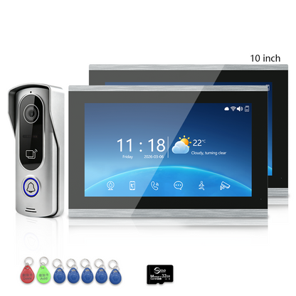 4 Wire Tuya Smart Video Intercom System | 1080P Wired Video Doorbell with Indoor Touch Monitor, RFID Card Unlock, Motion Detection, Night Vision, 2-Way Audio, Remote Unlock for Home Security