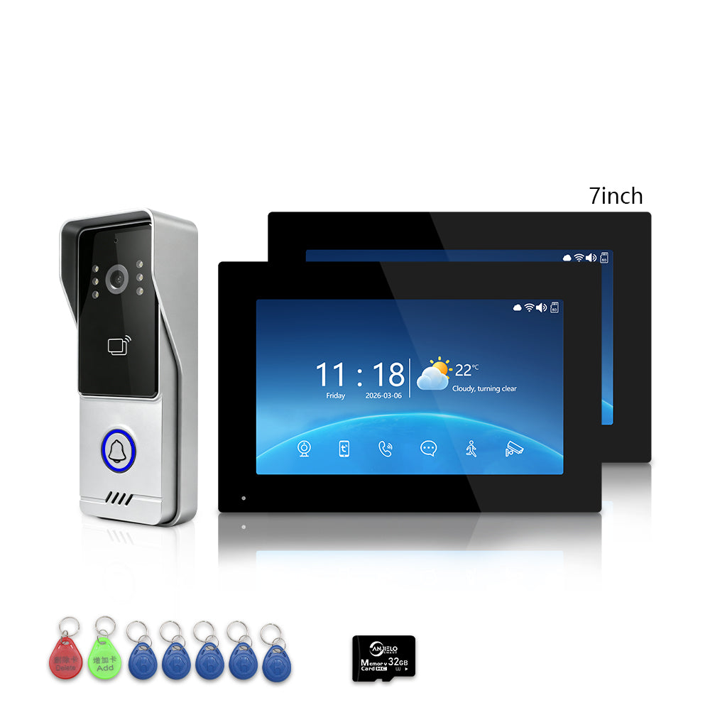 Anjielo 4-Wire Tuya Smart Video Intercom System, 7/10 Inch Touch Indoor Monitor, 1080P IP65 Waterproof Doorbell, Motion Detection, IR Night Vision, 3 Ways Unlock, 2-Way Audio for Villa Home Security