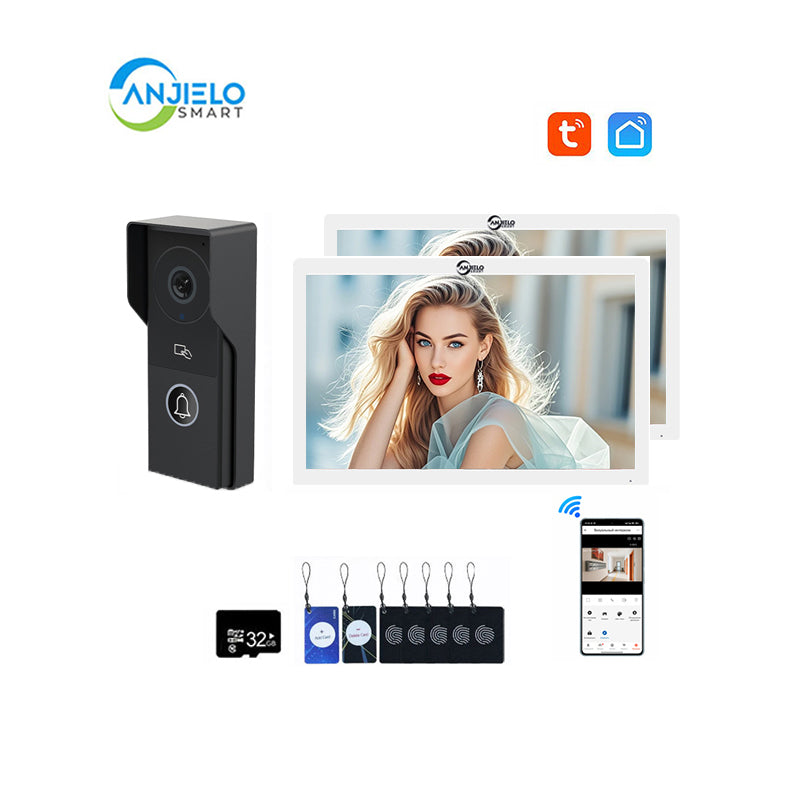 ANJIELO Smart Home Security Intercom System with 1080P 7/10-inch Touch Screen and Waterproof Door Phone, 140° Ultra-wide-angle Monitoring For Home