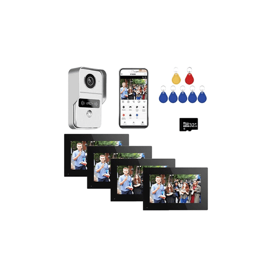 Anjielo Smart Wired Video Doorbell Apartment Intercom with 7 inch Touch Monitor System,1080P Doorphone Door Camera