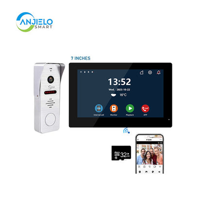 Anjielo New Tuya 7/10 Inch Video Wifi Intercom Tuya Smart Home Wired video doorbell System 1080P 148°Doorbell Camera Full Touch Monitor